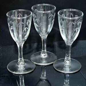 3 Sasaki Bamboo Cordial Glasses 3.5" cocktail party 50s vtg Japan 1oz vtg retro
